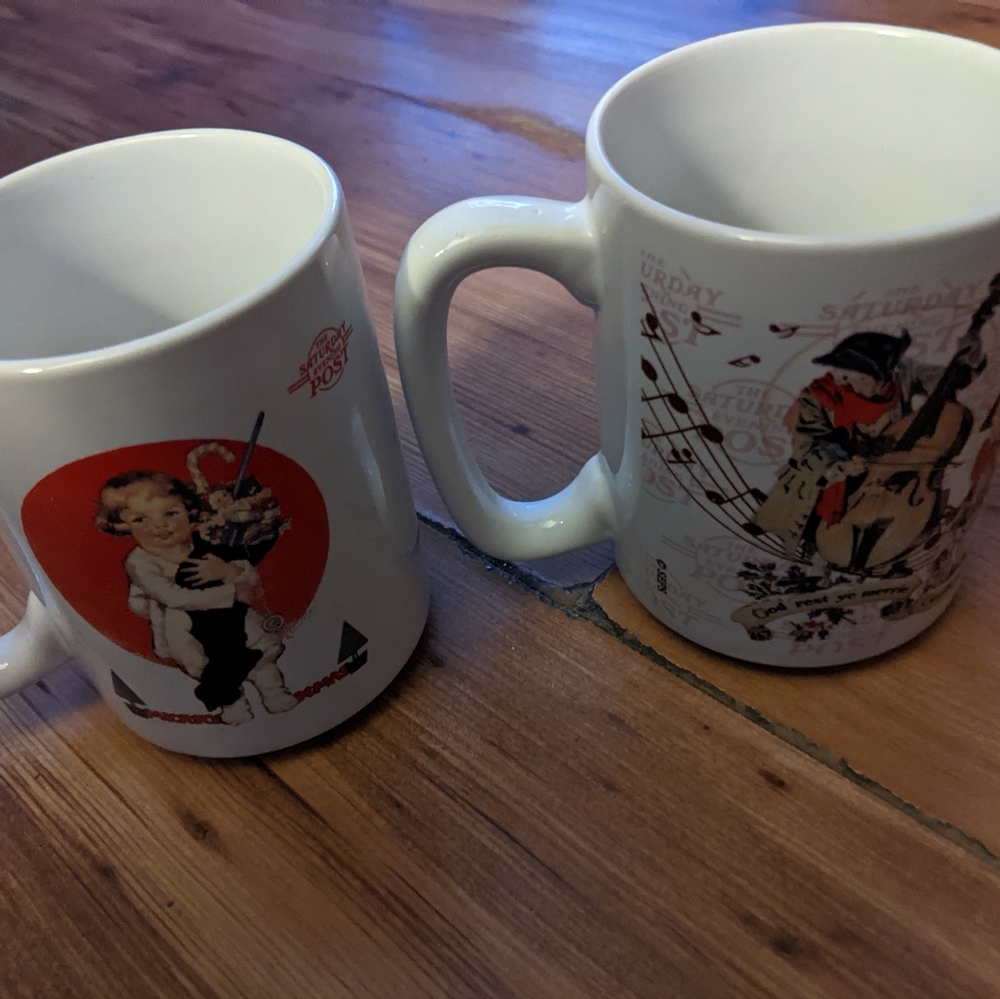 Lot of 2 Saturday Post Christmas Mugs